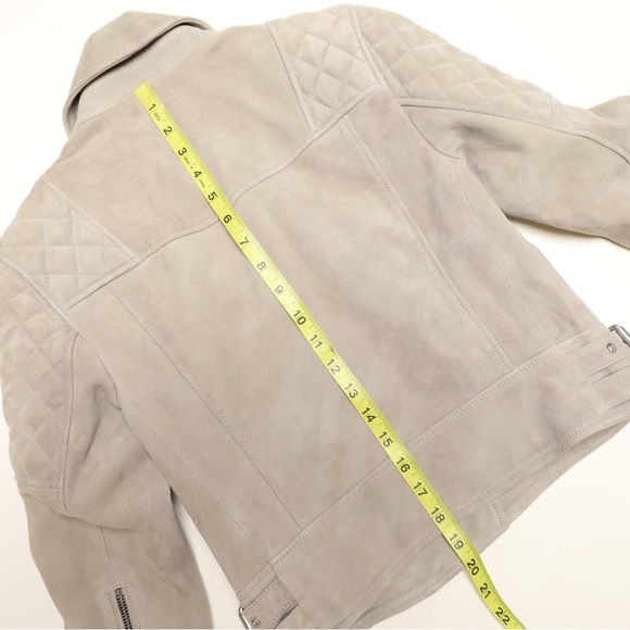 COPY - All Saints Suede Beattie Biker Zip Harness Jacket 100% Leather Sz 4 - Picture 14 of 16